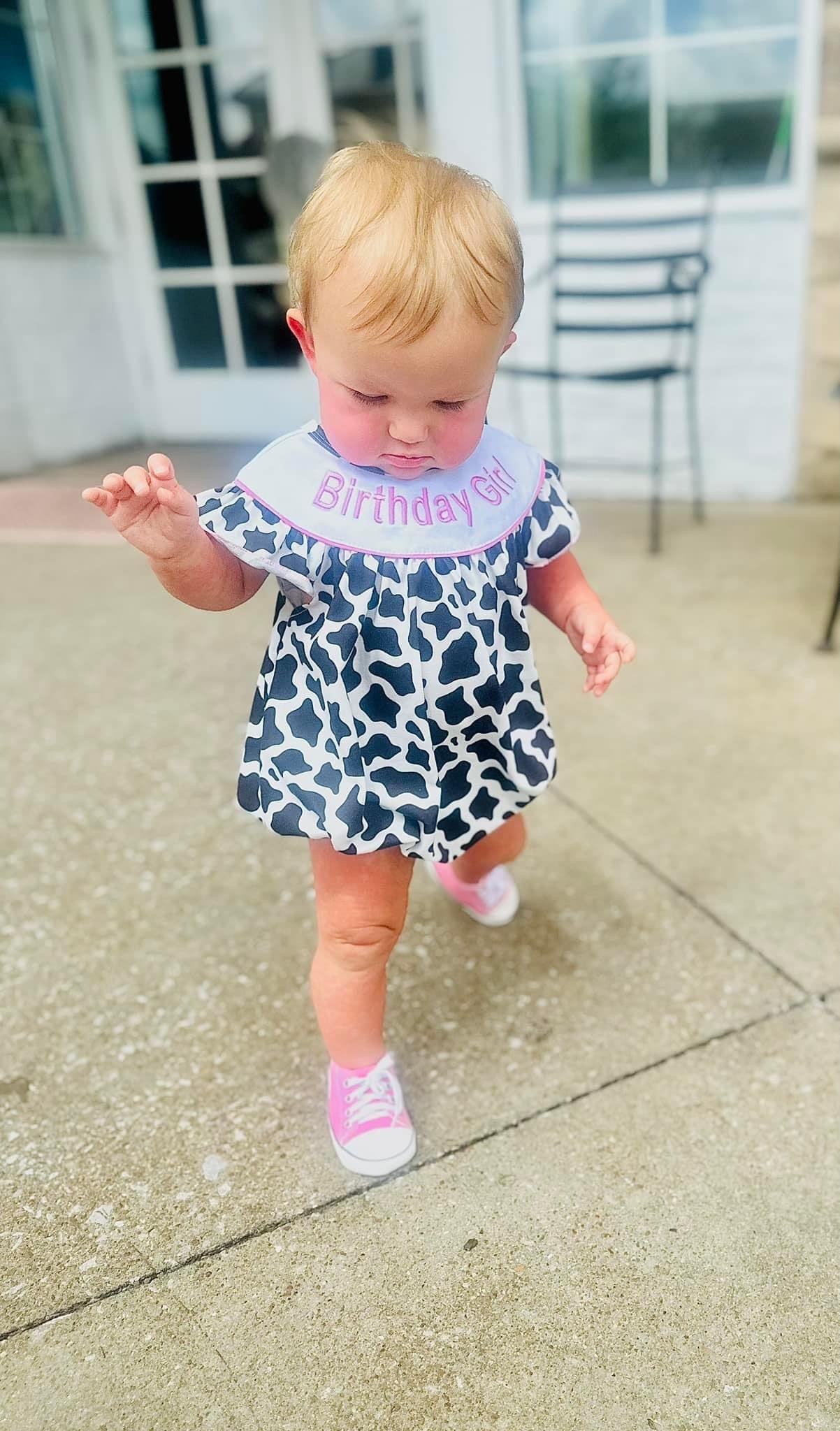 Birthday girl cow romper