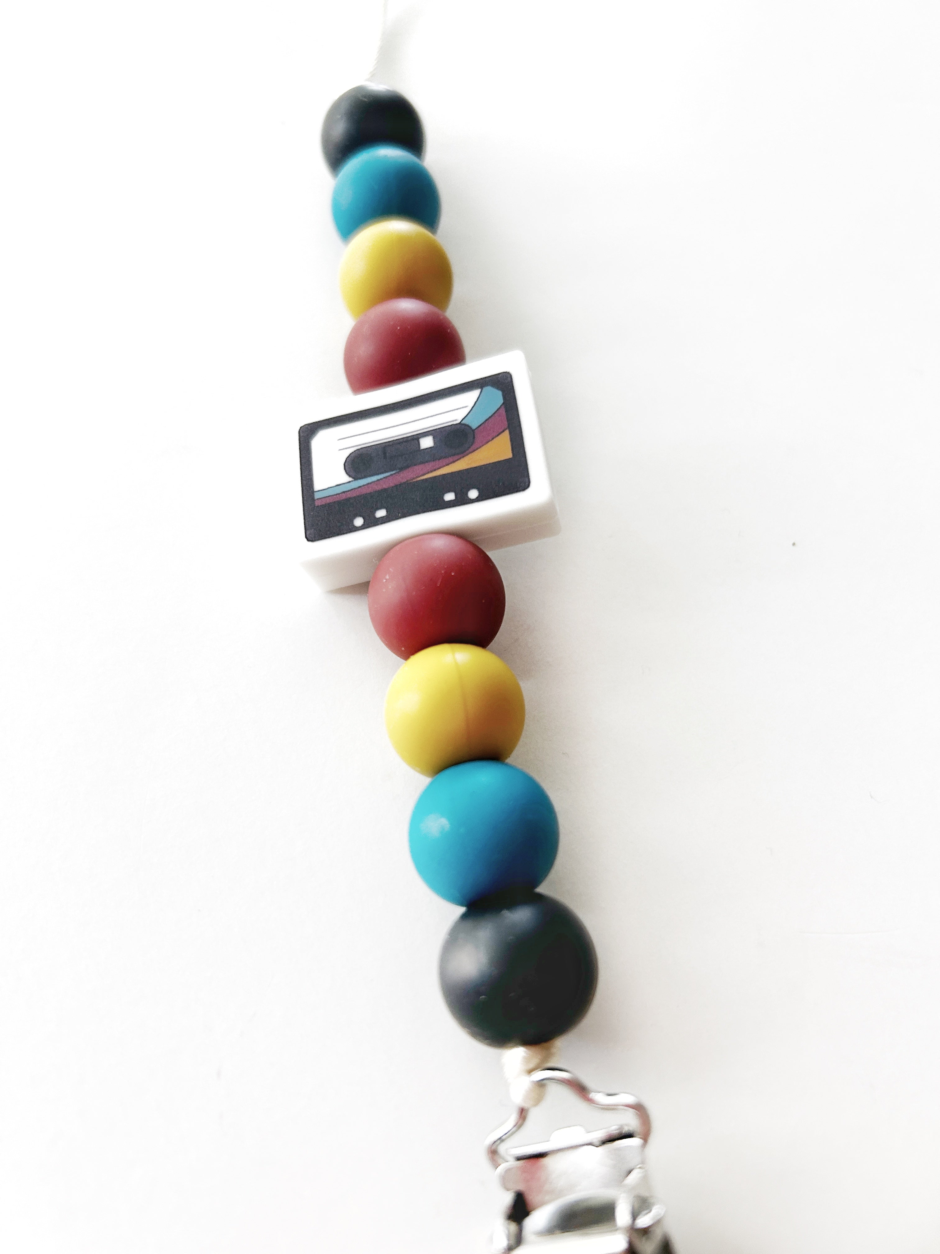 Retro Mix Tape Pacifier Clip: Fun & Safe Teether Accessory