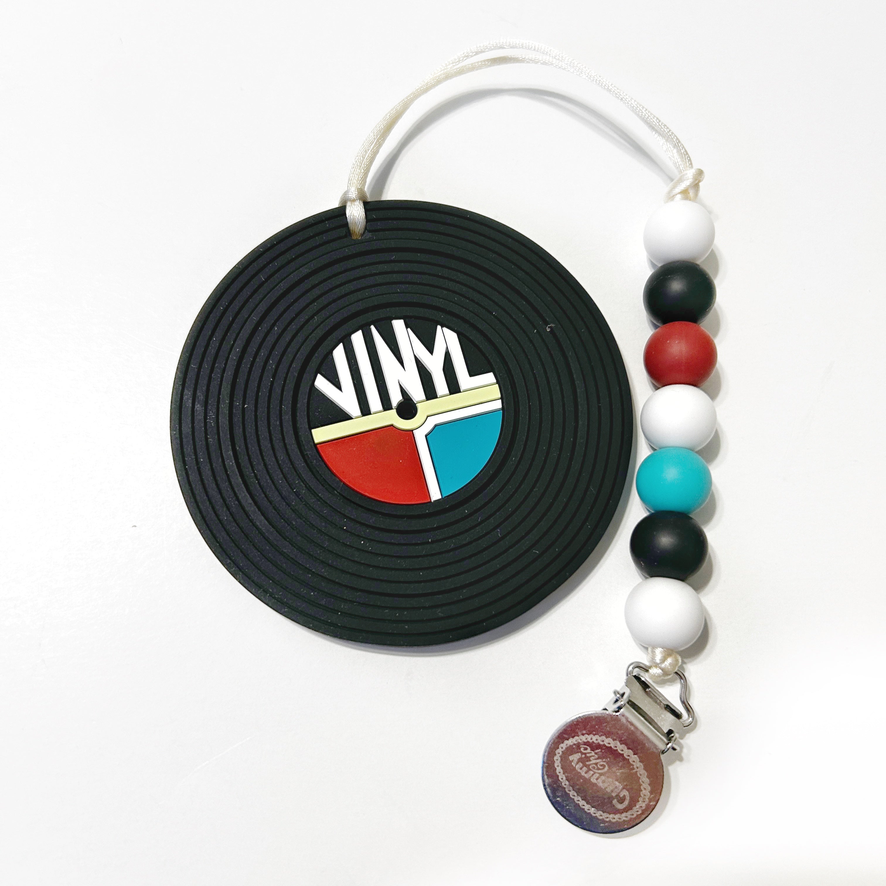 Silicone Baby Teether Toy: Vinyl Record with Clip - Gummy Chic Exclusive