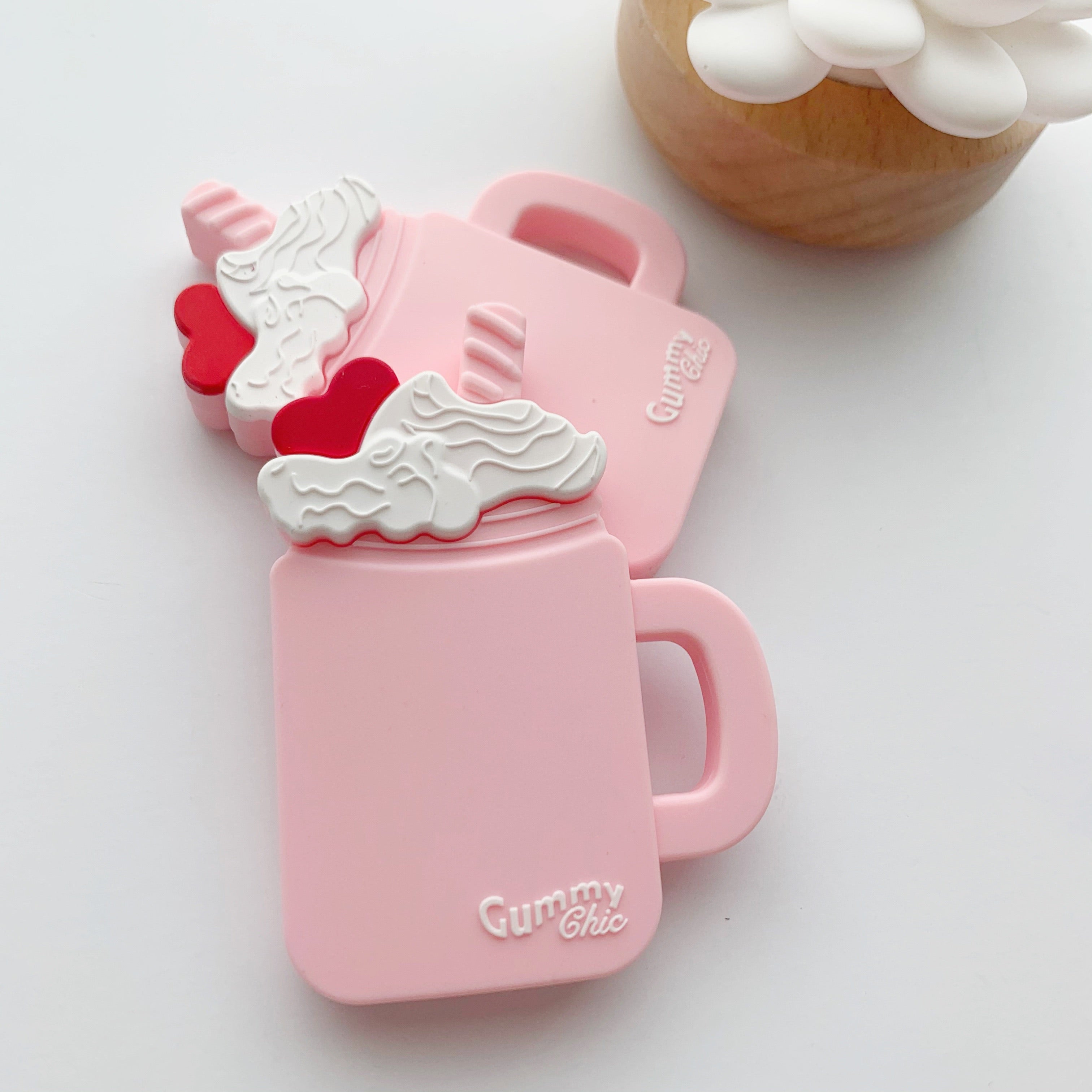 Silicone Milkshake Teether & Pacifier Clip: Safe Baby Teething Toy