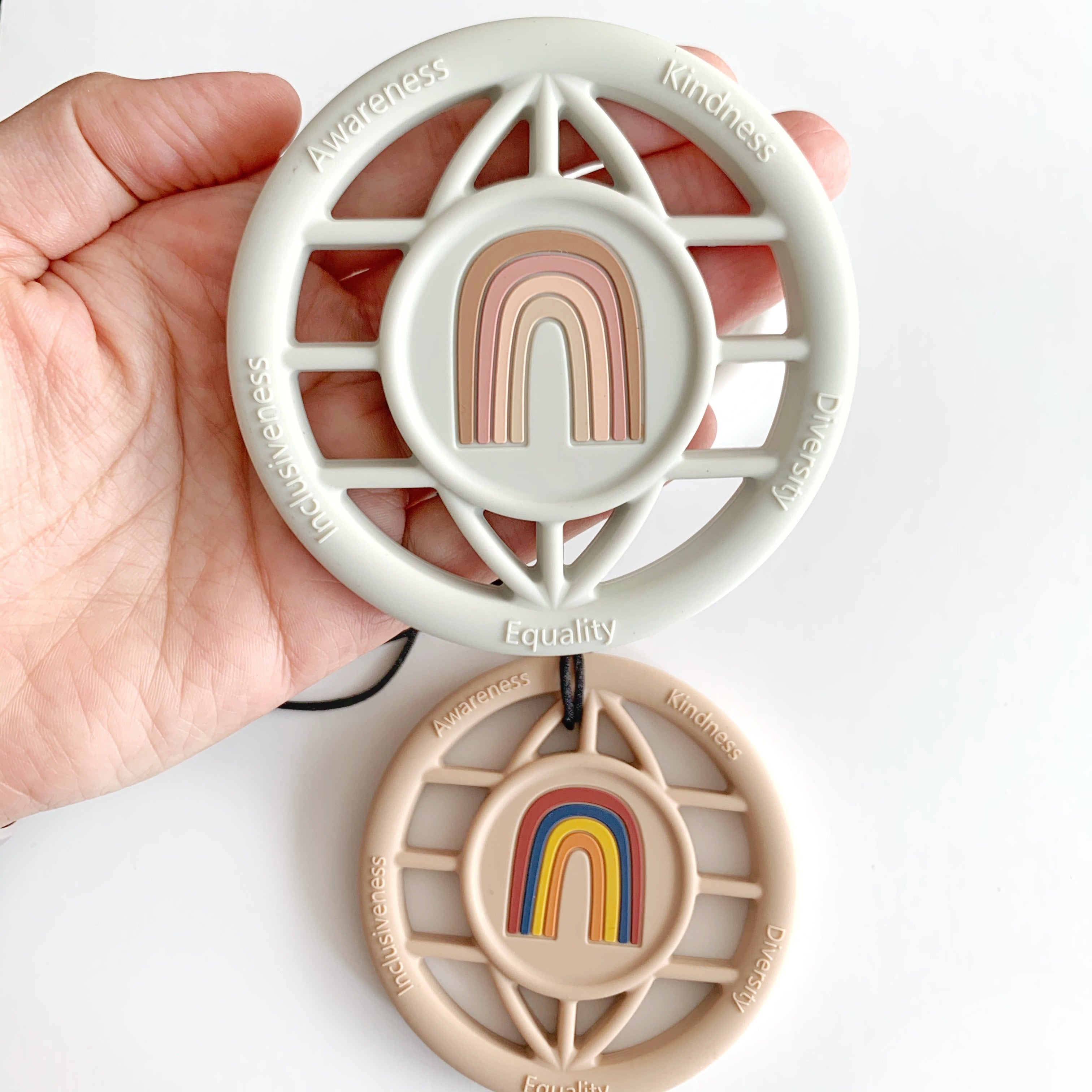 Gummy Chic Rainbow World Teether Necklace | BPA-Free Chew Sensory Pendant