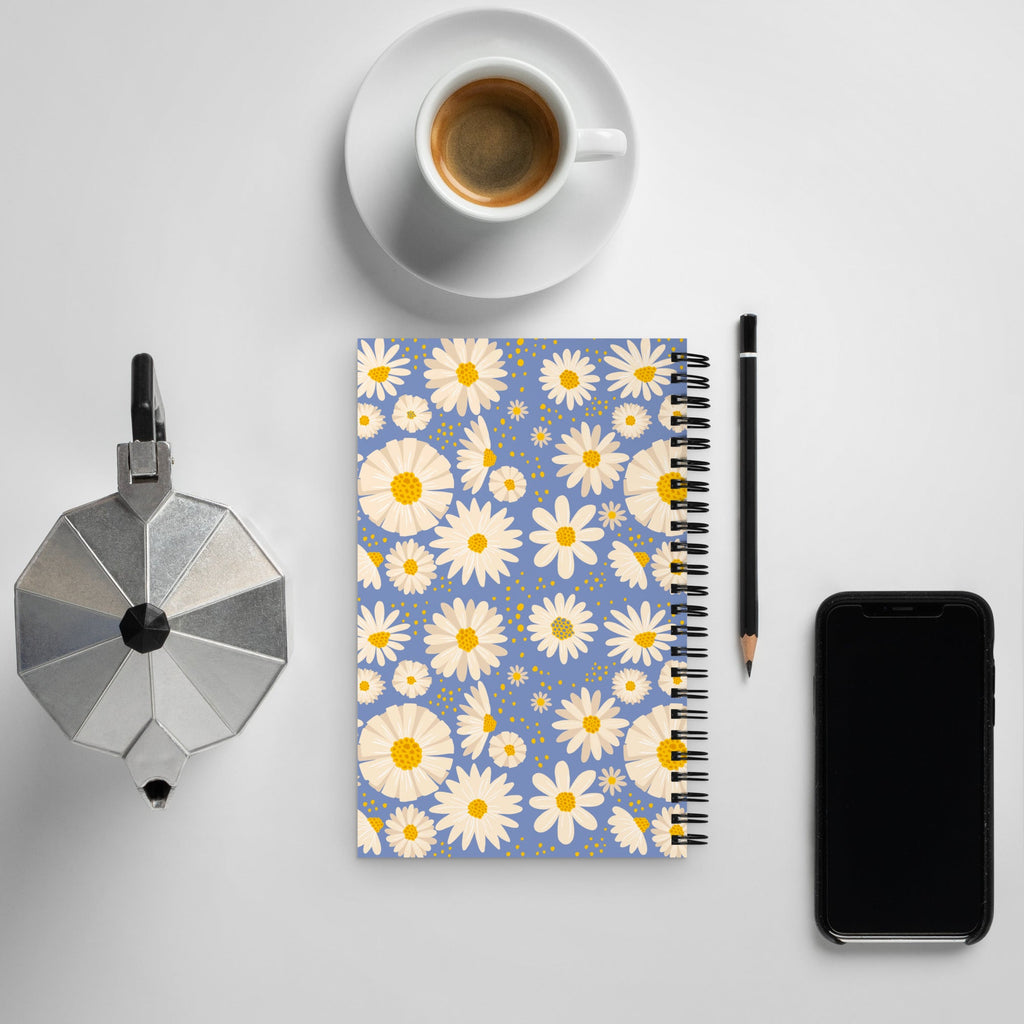 Spiral notebook - Blue Yellow Floral - 140 Pages