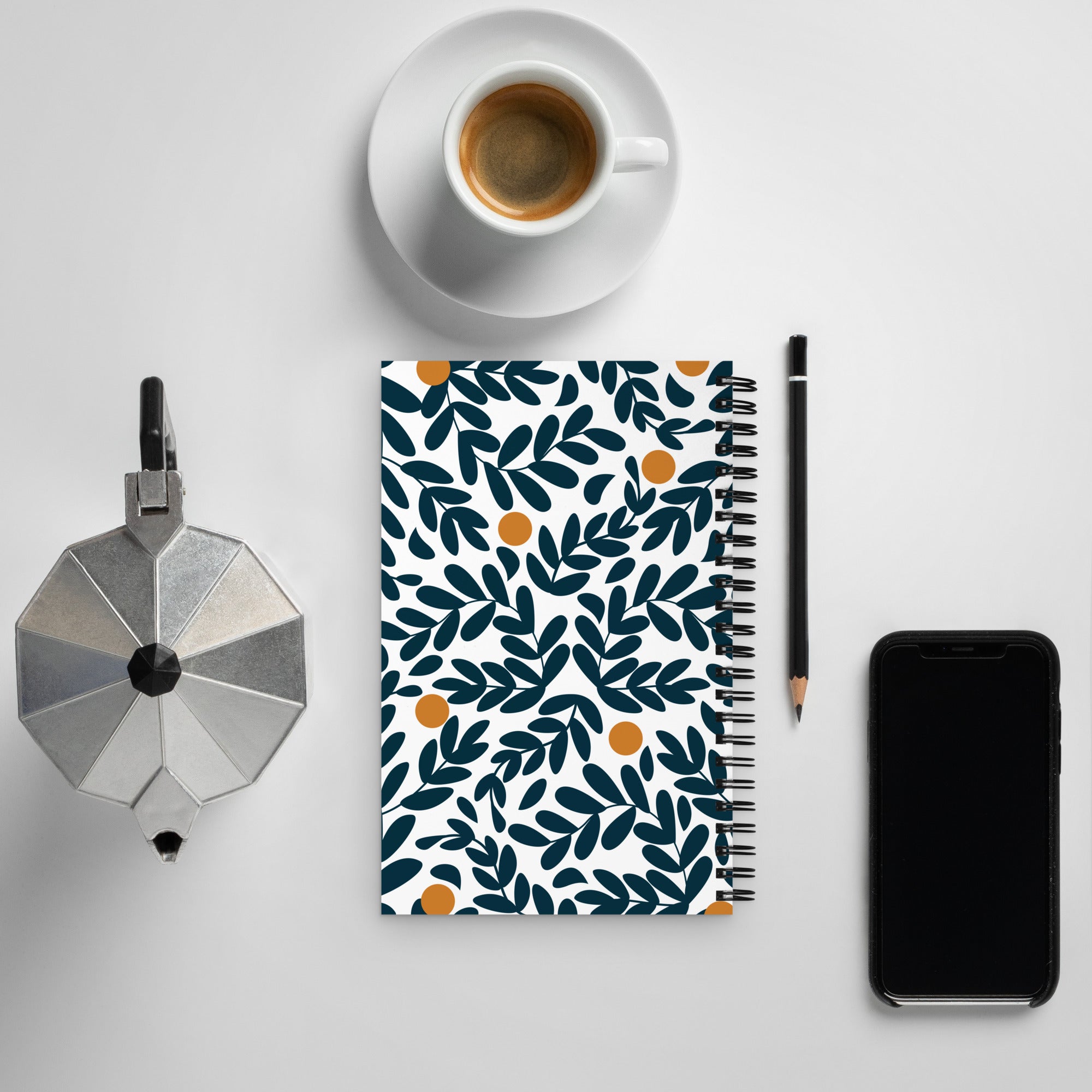 Spiral notebook - Blue Abstract Plants - 140 Pages