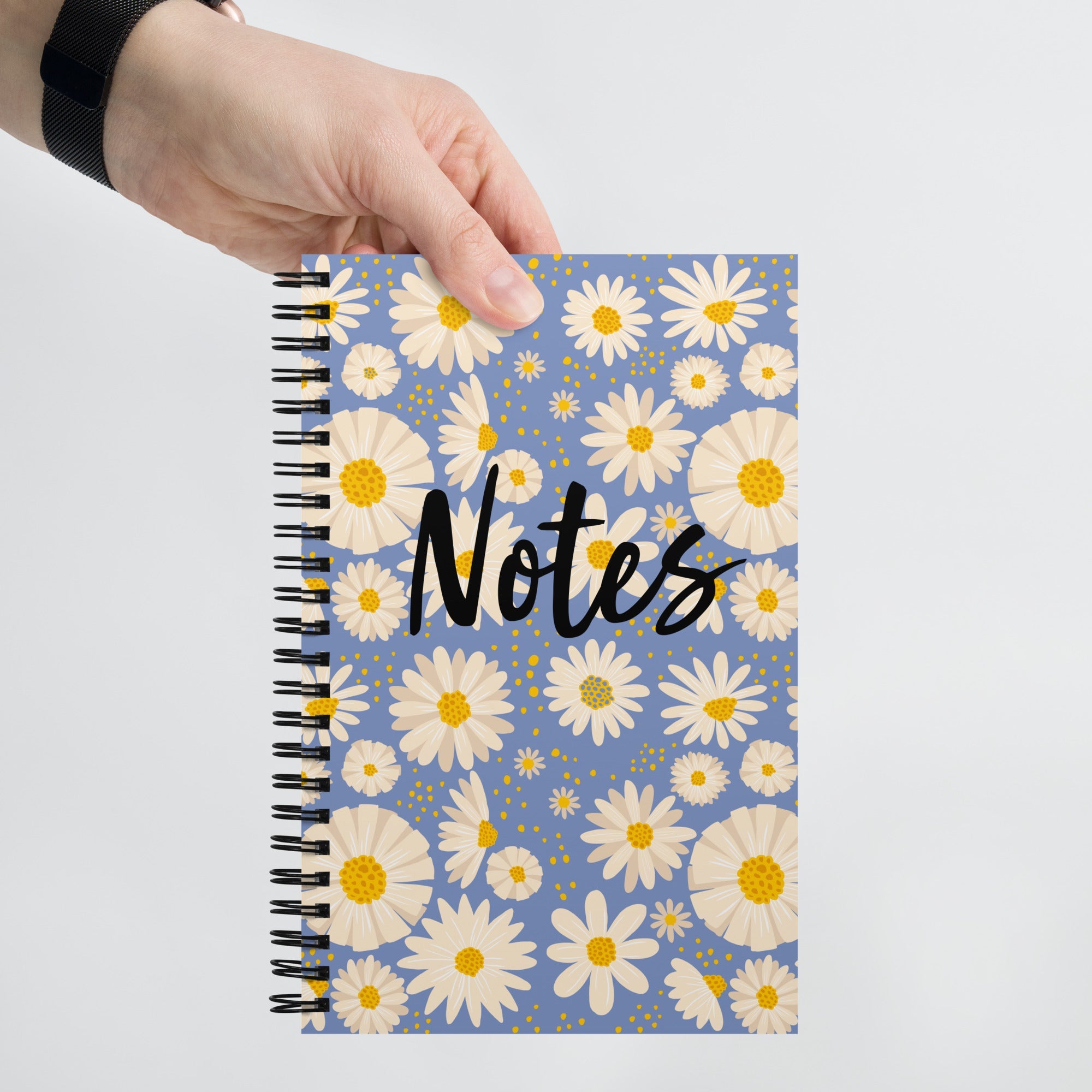 Spiral notebook - Blue Yellow Floral - 140 Pages