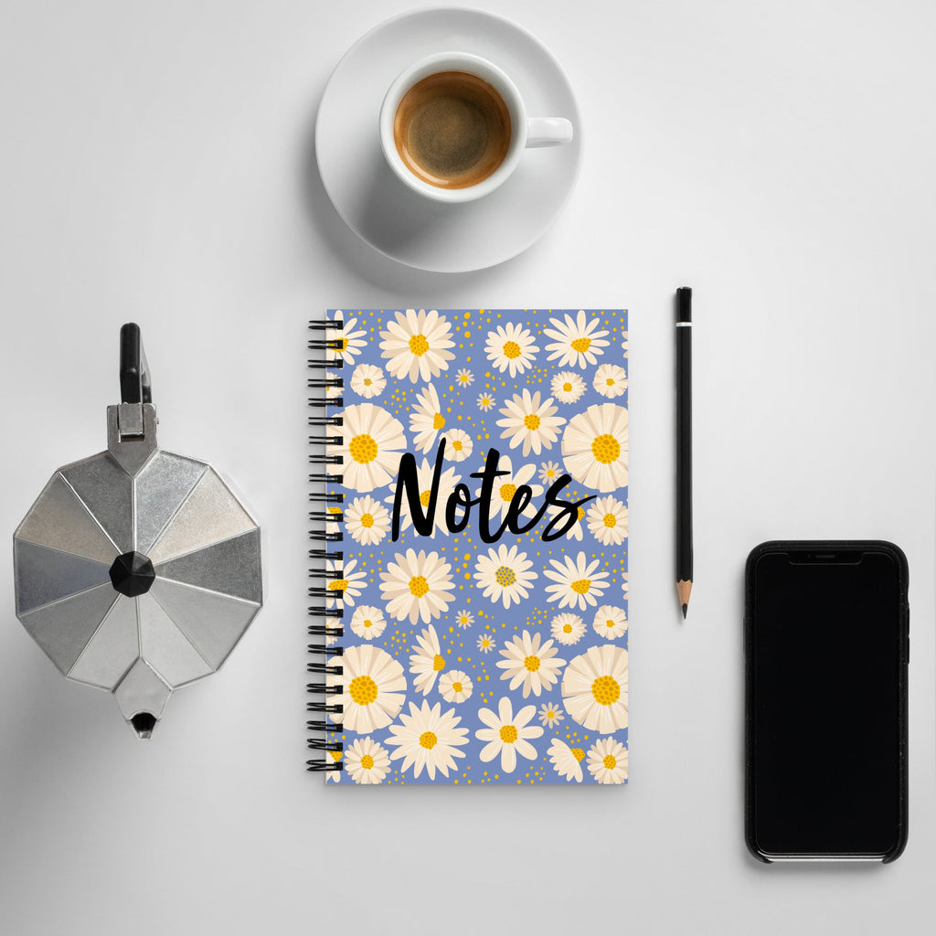 Spiral notebook - Blue Yellow Floral - 140 Pages