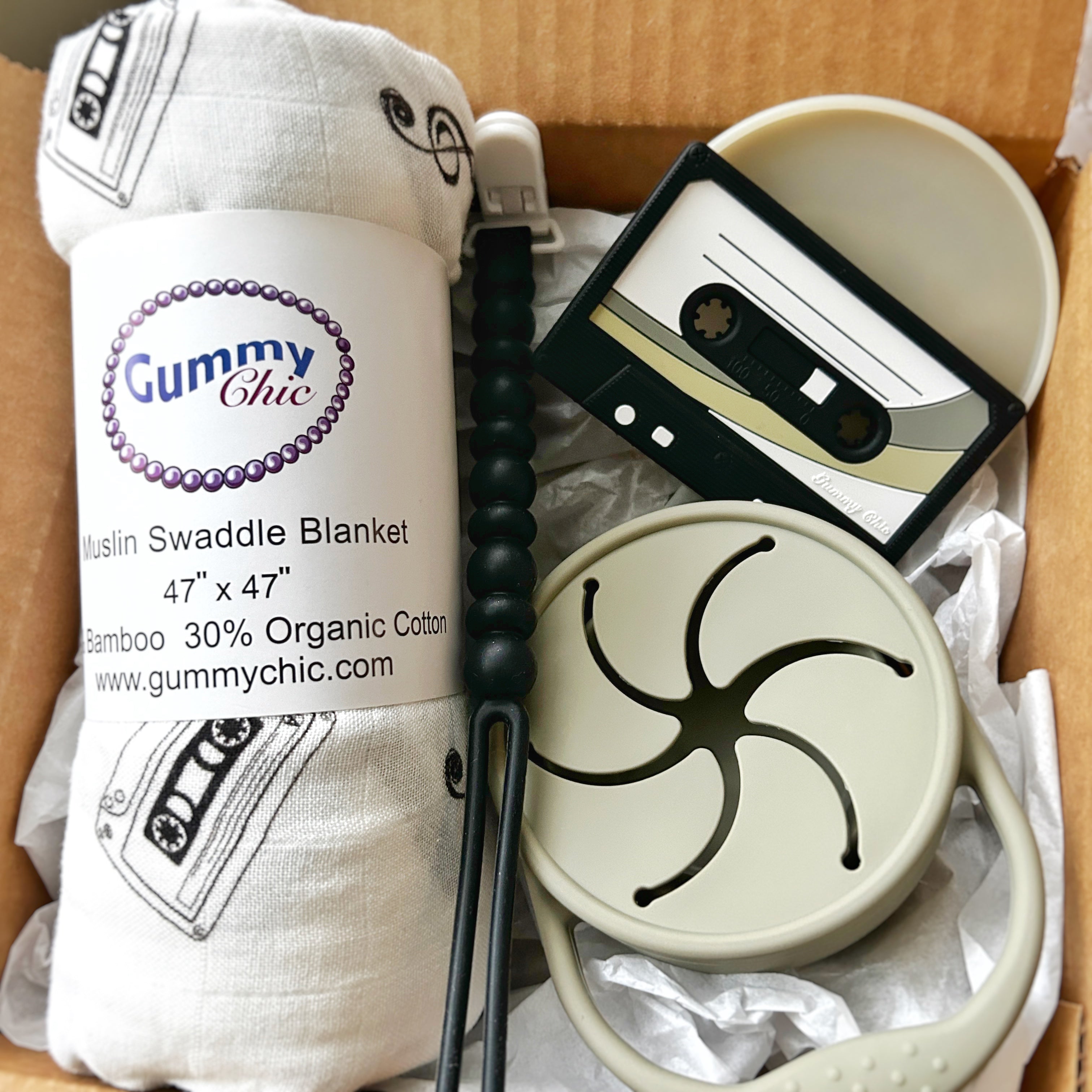 Nostalgic New Born Baby Gift Box with Organic Blanket & Teether
