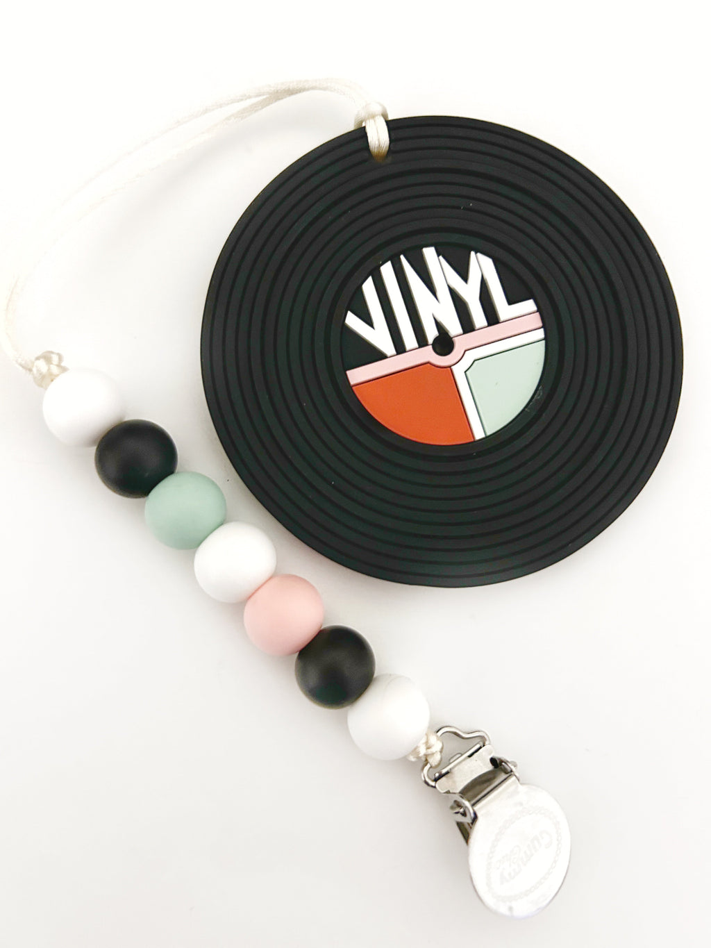 Silicone Baby Teether Toy: Vinyl Record with Clip - Gummy Chic Exclusive