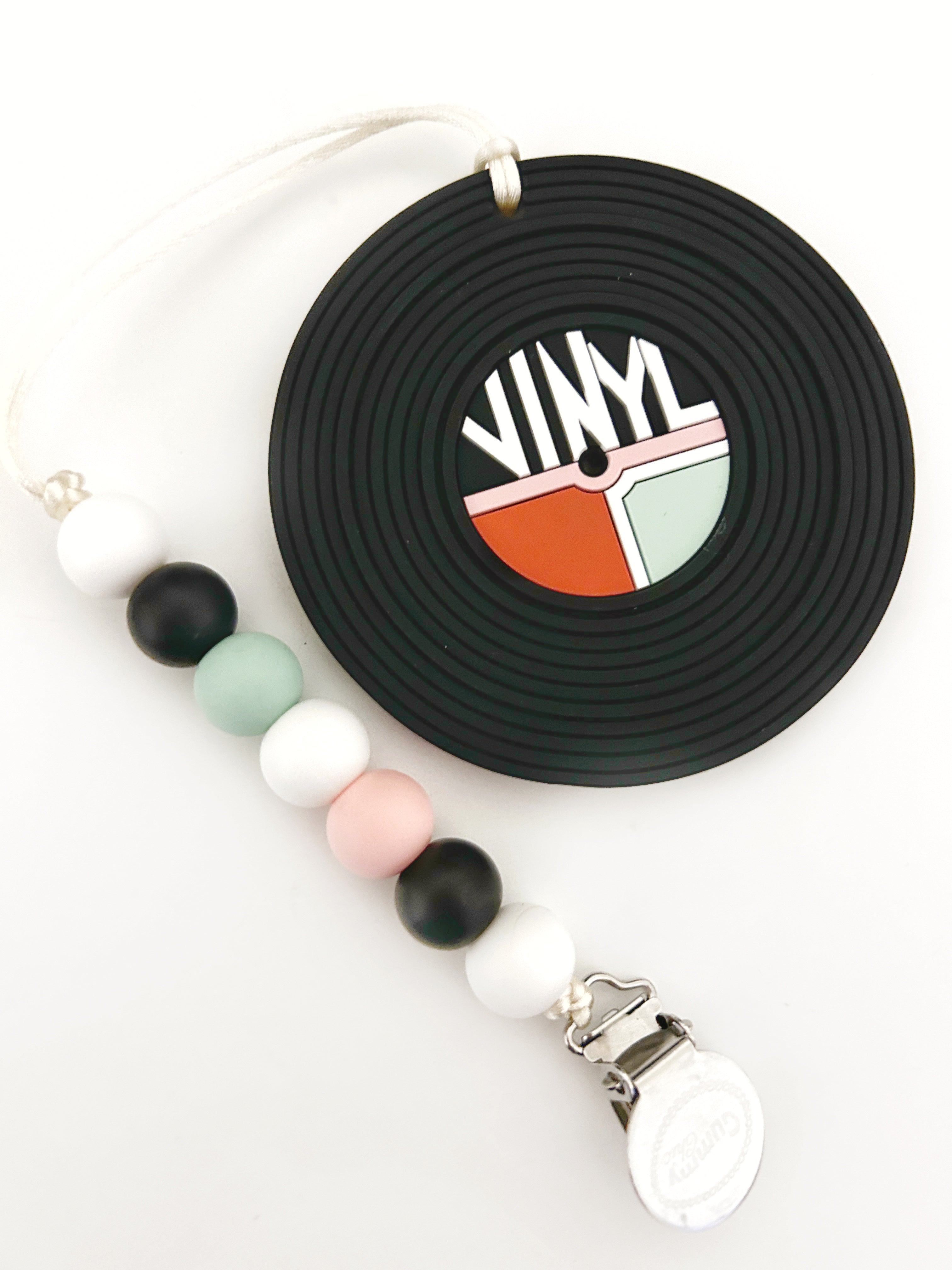 Silicone Baby Teether Toy: Vinyl Record with Clip - Gummy Chic Exclusive