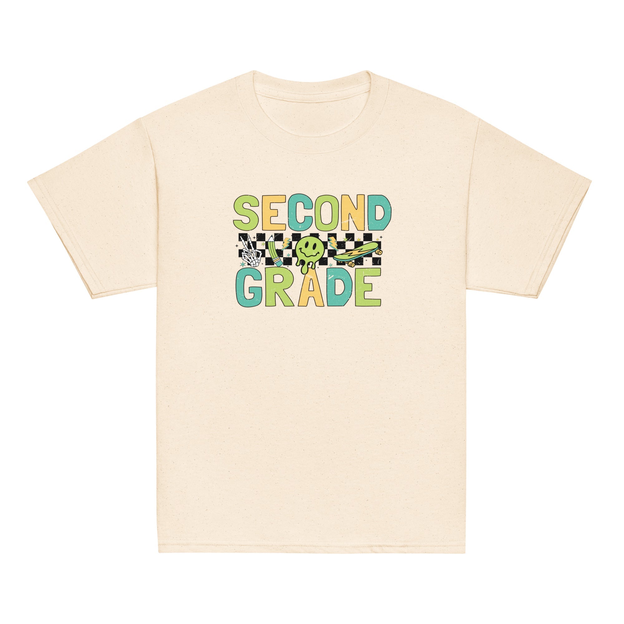 Second Grade T-Shirt Retro Skate Natural Shirt, Back to School T-Shirt Kids