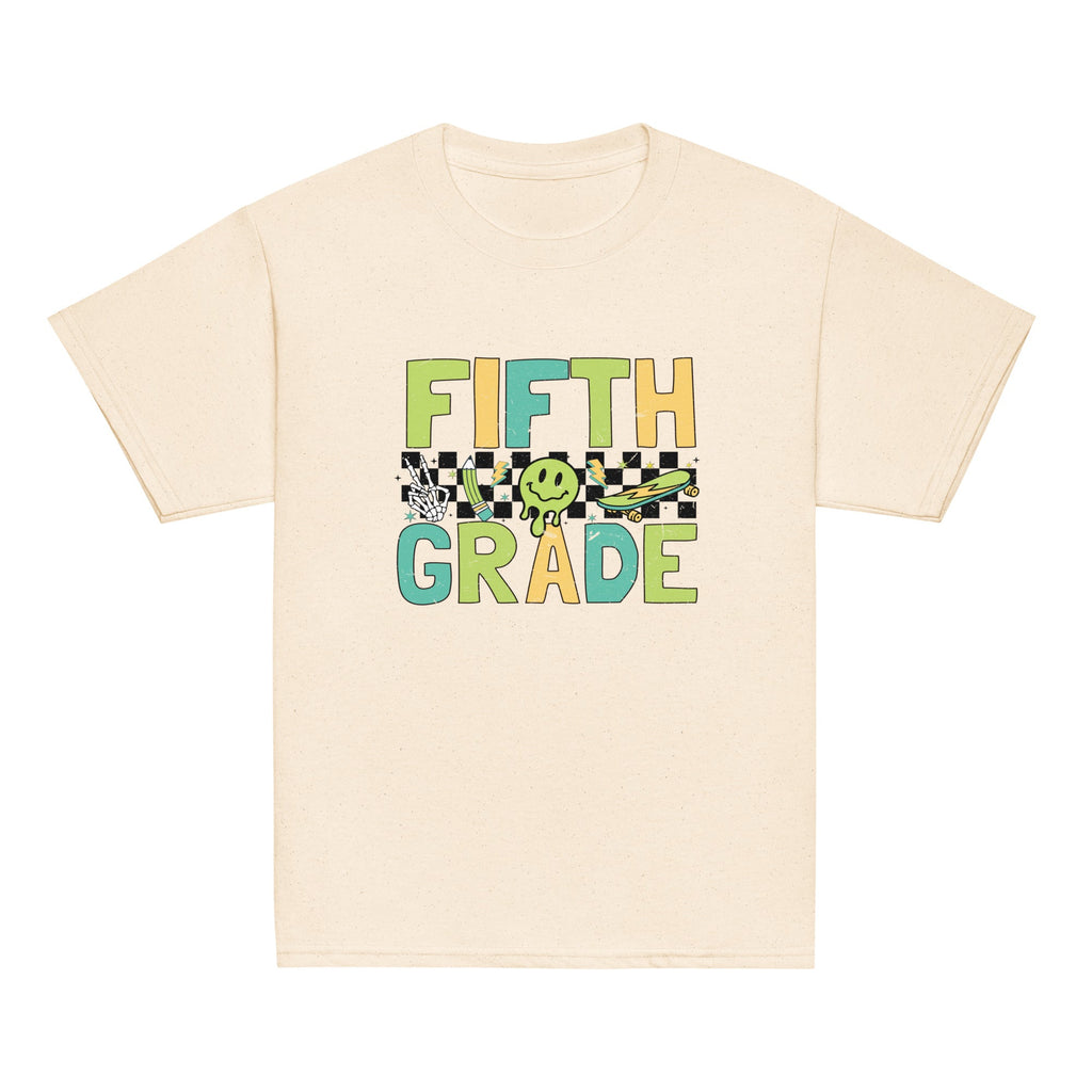 Fifth Grade T-Shirt Retro Skate Natural Shirt, Back to School T-Shirt Kids